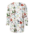 thumbnail image 4 of Christmas 3/4 Sleeve Shirts for Women Christmas Snowman Print Top Cute Santa Print Shirt Round Neck Holiday Shirt Tops Women Sweaters Cheap, 4 of 5