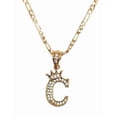 thumbnail image 1 of Cadena y dije de brillos con corona de oro laminado letra C, 1 of 7