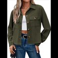 thumbnail image 3 of Chaquetas de con Botones para Mujer, Camisetas de Larga, Tendencia 2025 Verde L, 3 of 8