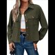 thumbnail image 3 of Chaquetas de con Botones para Mujer, Camisetas de Larga, Tendencia 2025 Verde L, 3 of 8