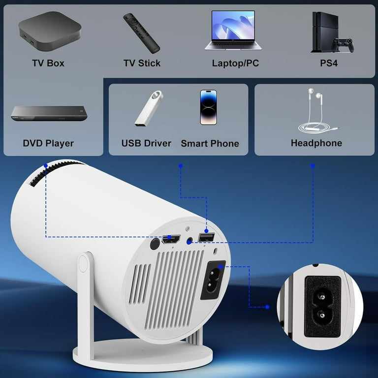 Mini Portable Projector, Projector 4K 1080P Support with