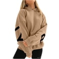 thumbnail image 2 of Fashiona Sudadera con capucha y estampado de letras para mujer Caqui, 2 of 4
