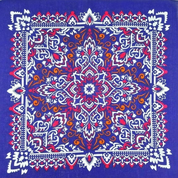 100% Cotton Bandana Head Wrap Scarf Face Covering Cover Paisley Blue Red Western - New with box/tags