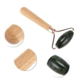 thumbnail image 3 of Rodillo facial portátil para mujeres para salón de belleza, vacaciones, baño, palo de madera verde profundo, jade, 3 of 3