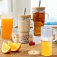 thumbnail image 2 of Hnrifc Glass Cups with Bamboo Lids and Straws,24oz Tumbler With Handle,2 Pack Mason Jar with Lid and Straw-Wide Mouth Reusable Drinking Glasses,Boba Cup Smoothie Tumbler Iced Coffee Cup Travel Mug, 2 of 7