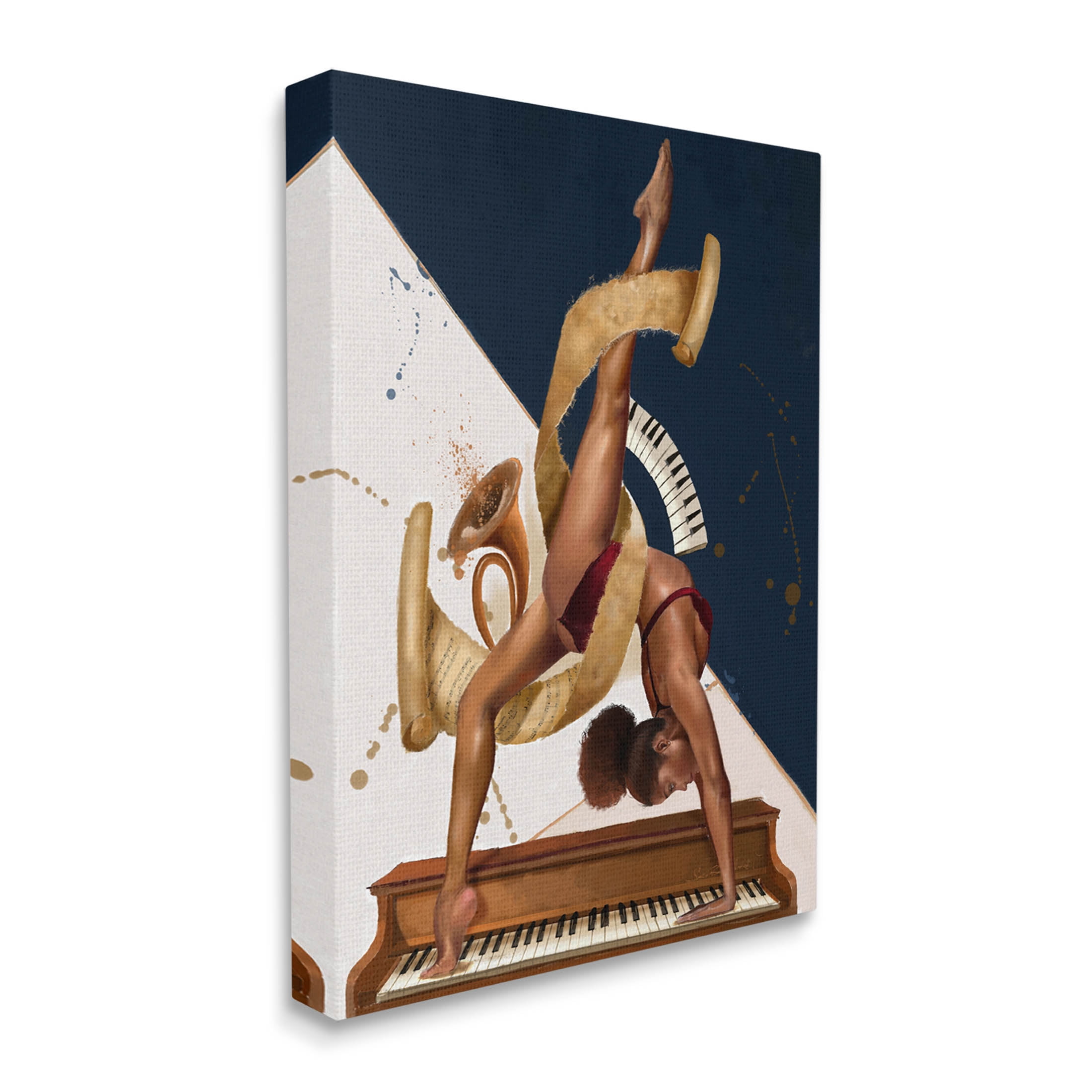 Gymnastics Musician Girl Instruments Abstract Painting Gallery Wrapped Canvas Print Wall Art