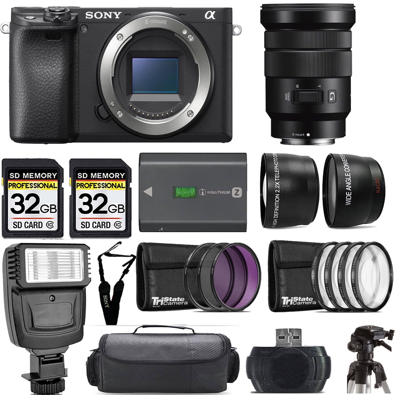 Sony a6400 Mirrorless Camera +18-105mm f/4 G OSS Lens +Flash- Kit