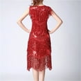 thumbnail image 5 of Shiny O-Neck Sleeveless 1920s Sequin Fringe Flapper Dance Dresses Costumes Stunning, 5 of 7