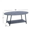 thumbnail image 2 of Household Essentials Oval Coffee Table, 2 Tier Coffee Table with Storage Shelf, Angled Steel Legs and Faux Slate Finish, Slate Concrete, 2 of 2