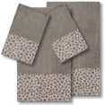 thumbnail image 2 of Authentic Hotel and Spa  Turkish Cotton Cheetah Jacquard Trim Dark Grey 4-piece Towel Set, 2 of 5