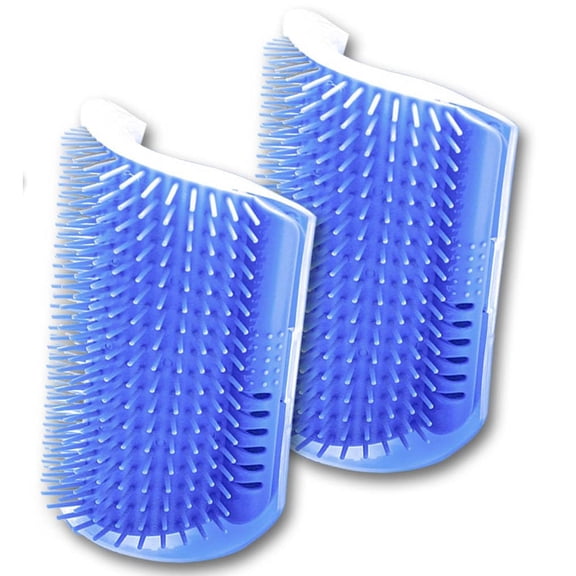 Corner Cat Self-Groomer Brush – Wall-Mounted Grooming Brush for Cats & Small Pets, Soft Silicone Massaging Bristles for Shedding Removal & Face Rubbing (Dark Blue)