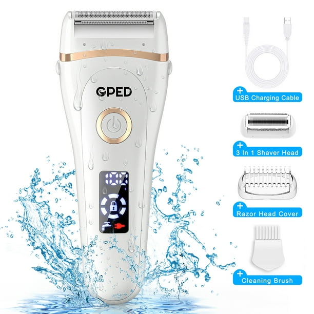 GPED Electric Razor for Women, Hair Removal for Women 3 in 1 Wet & Dry  Painless Rechargeable for Face, Legs, Underarms, Portable Waterproof Bikini  Trimmer Lady Shaver with Child Lock, LED Display -