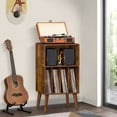 thumbnail image 5 of Joaxswe Record Player Stand with Vinyl Storage, Brown Record Storage Cabinet Holds up to 160 Albums , Mid-Century Turntable Stand for Living Room, 5 of 8