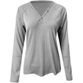 thumbnail image 4 of IROINNID Womens Long Sleeve V-Neck Shirts T-Shirt Autumn Solid Loose Blouse Tops,Gray, 4 of 5