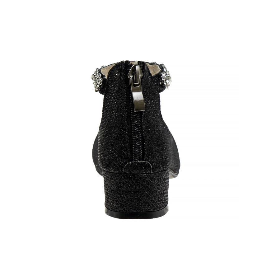 Badgley Mischka Little Kids Girls Block Heel Dress Shoes, Black Glitter, 2