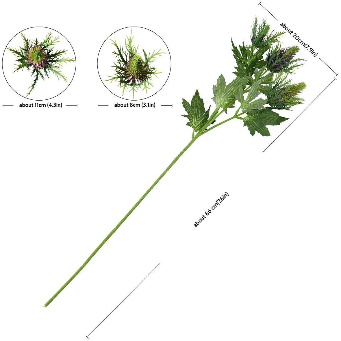 Viworld Real Size Artificial Thistle Flowers Real Touch 8 Stems Rustic Purple Thistle Decor Spray Eryngium | Sea Holly for Wedding Bouquet Centerpiece 26 inches