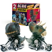 DINOBROS Dinosaur Toy Cars 2 Pack Friction Powered Motorcycle Game T-Rex and Triceratops Monster Dino Toys for Boys Age 3,4,5,6,7 Play Vehicles