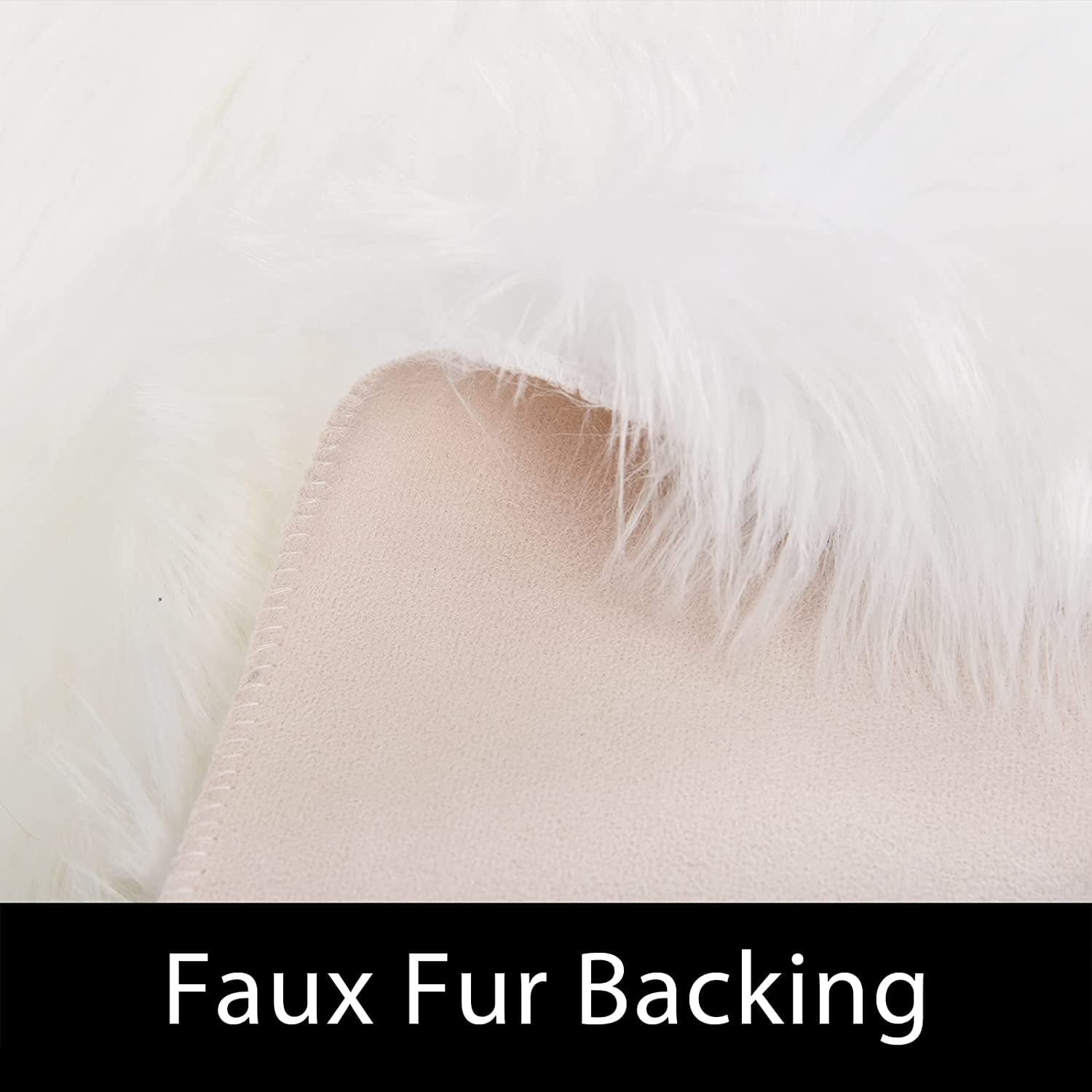 Latepis Sheepskin Rug 4x6, Faux Fur Sheepskin Rug for Living Room, Fluffy Washable Rug for Bedroom, Nursery Room, Luxury Room Decor, White Fur Rug, Rectangle
