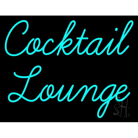 Cursive Cocktail Lounge LED Neon Sign 24 x 31 - inches, Clear Edge Cut Acrylic Backing, with Dimmer - Bright and Premium built indoor LED Neon Sign for Bar decor.
