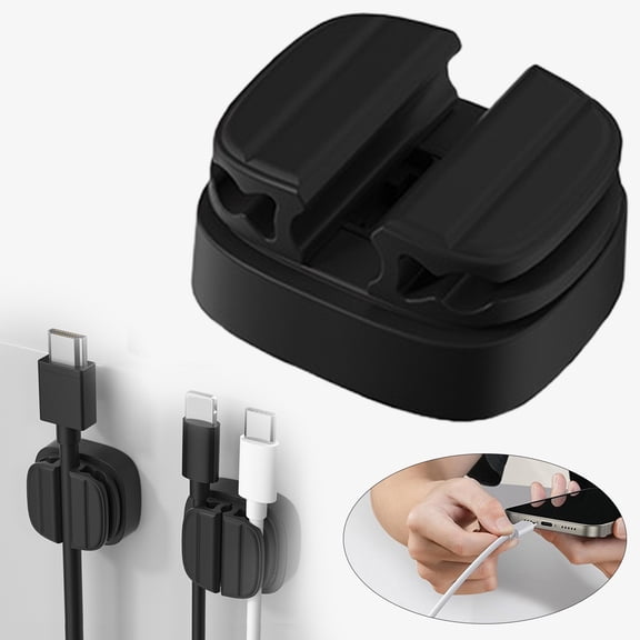 3Pcs Adhesive Cable Clips, Desk Cord Organizer, Charger Cord Holder for Nightstand, Cable Management Kit for Home Office, Versatile Wire Organizer for Desk, Under Desk, and Wall Use