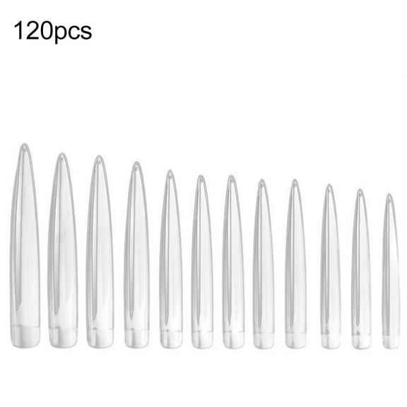 UDIYO 120Pcs/Bag Nail Tips Extra Long Stiletto Shape ABS Natural Thin Extending False Nails for Salon