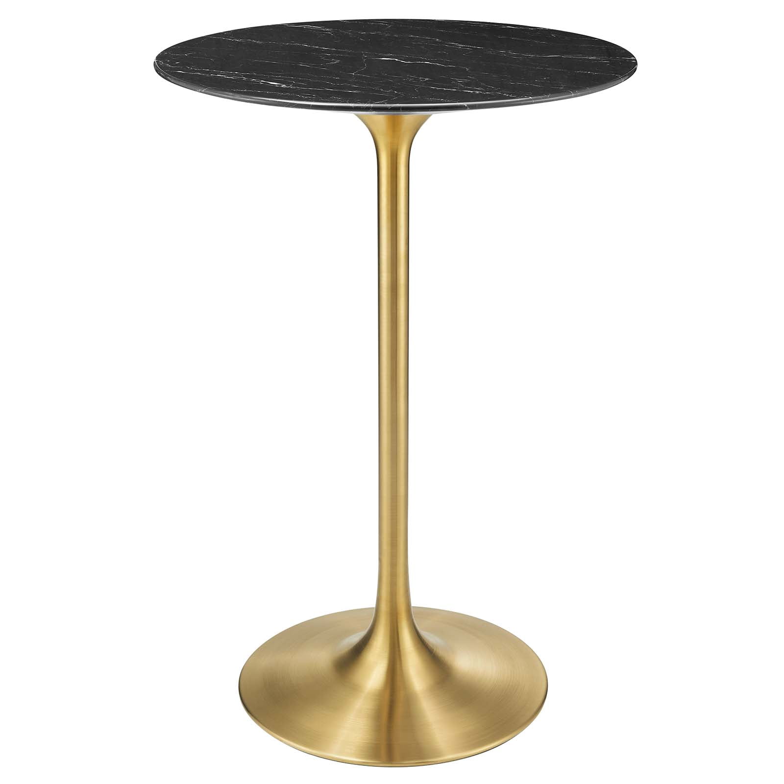 Modway Lippa 28" Round Modern Wood & Metal Bar Table in Gold/Black