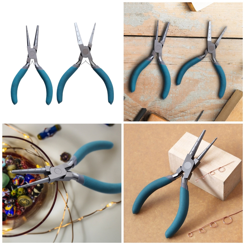 lanema 2 Pack Professional Jewelry Pliers Steel Texture Pliers Flat Nose Pliers Jewelry Making Pliers Chain Nose Pliers