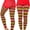 Footless Bright Rainbow Stripe - Red, variant on Women's Footless Bright Rainbow Striped Full Length Leggings - One Size