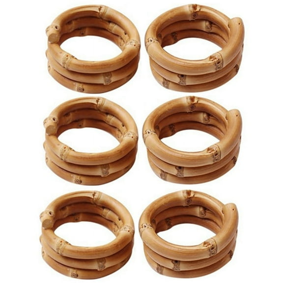 Handmade Bamboo Napkin Ring, Natural Rustic Napkin Holders Set of 6