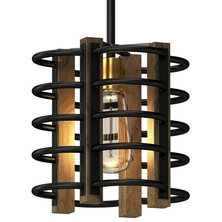 

Volume Lighting V6011 9 Wide Wood Accented Mini Pendant - MultiColor