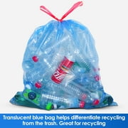 HygiCare Recycling Trash Bags, 13 Gallon, 200 Count, Unscented, Super Strong, Leakproof, Translucent Blue