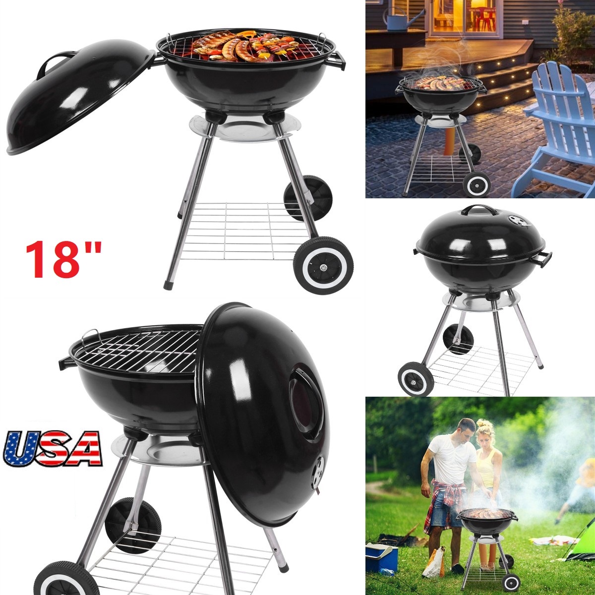 [SALES NOW] Charcoal Grill On Sale, 18" Portable BBQ Charcoal Grill