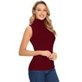 thumbnail image 3 of MANIFIQUE Women Sleeveless Mock Turtleneck Tank Tops Slim Fit Stretchy Layer Tee Shirts, 3 of 7