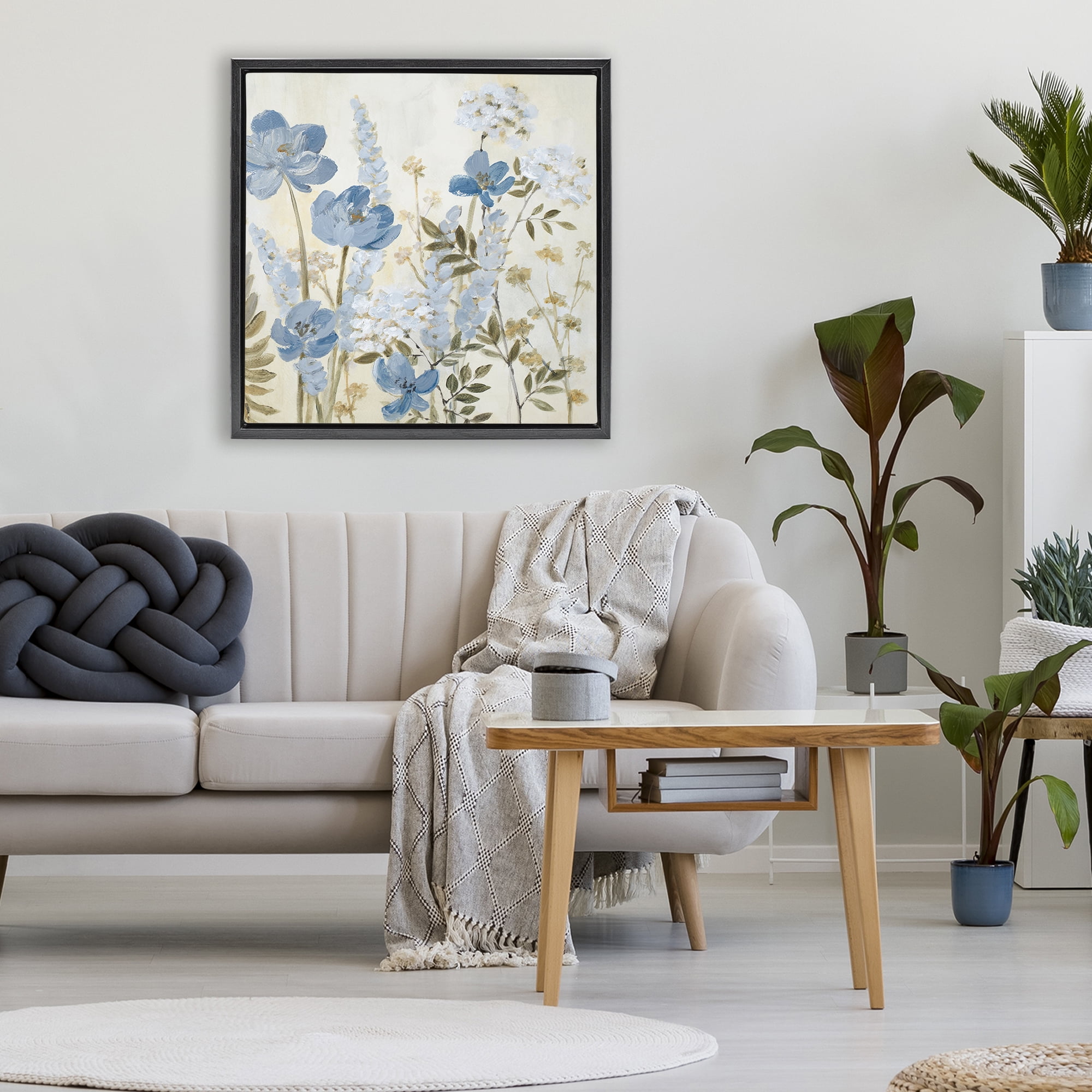 Stupell Industries Peace In The Blue Garden Black Framed Floater Canvas Wall Art, design by Lanie Loreth