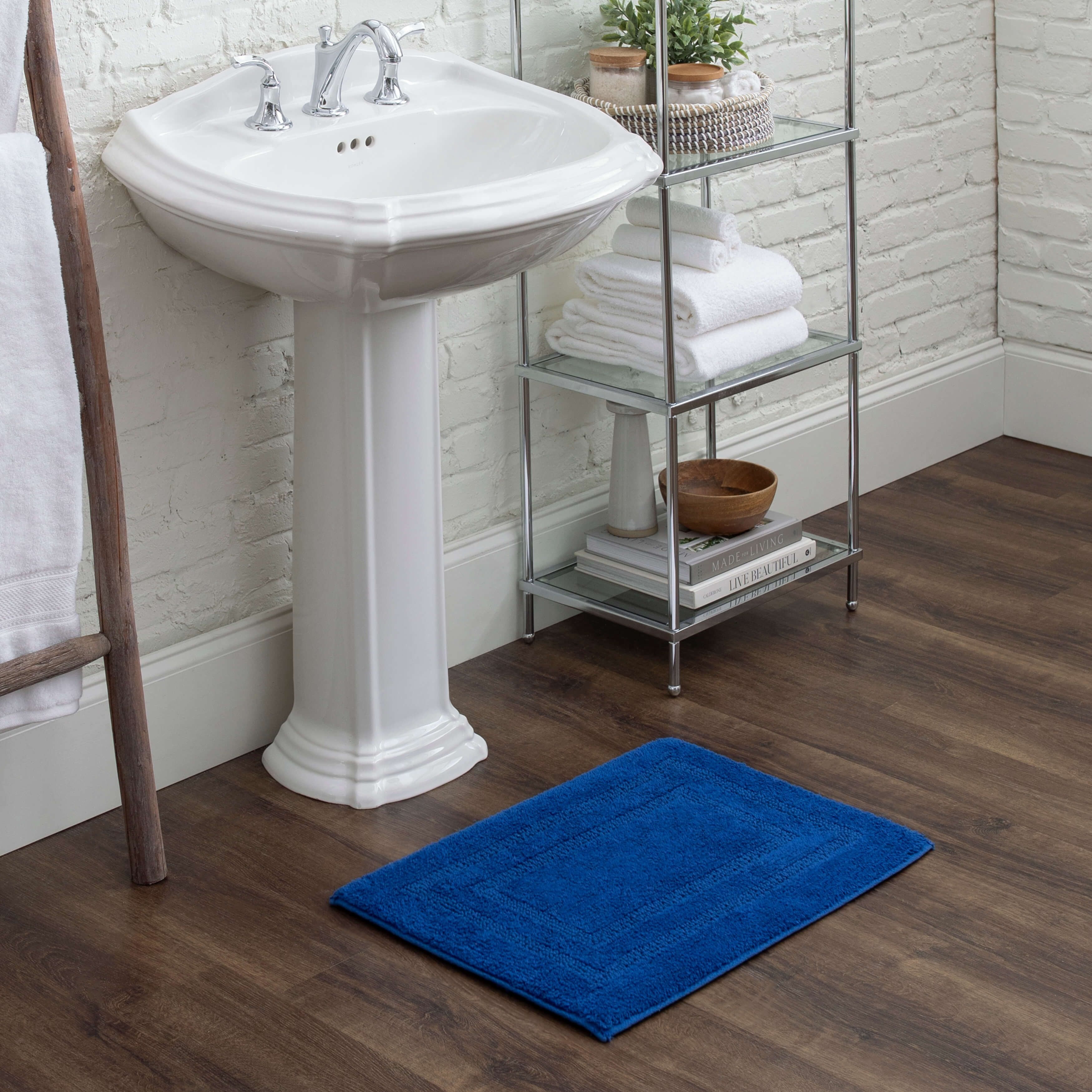 Mohawk Cotton Bath Mat Soft Absorbent Quick Dry Machine Washable Bathroom Mat, Cobalt, 21" x 34"