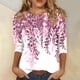 thumbnail image 2 of Camisas de manga 3/4 para mujer Camisetas gráficas con estampado lindo Blusas Casual Tallas grandes Tops básicos Jersey Vino / L, 2 of 5