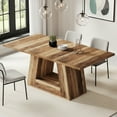 thumbnail image 4 of Modern Brown Faux Marble Dining Table, 63" Rectangular 4-6 Seater Wood Table with Sturdy Base, Kitchen Living Room Dinner Table, 4 of 7