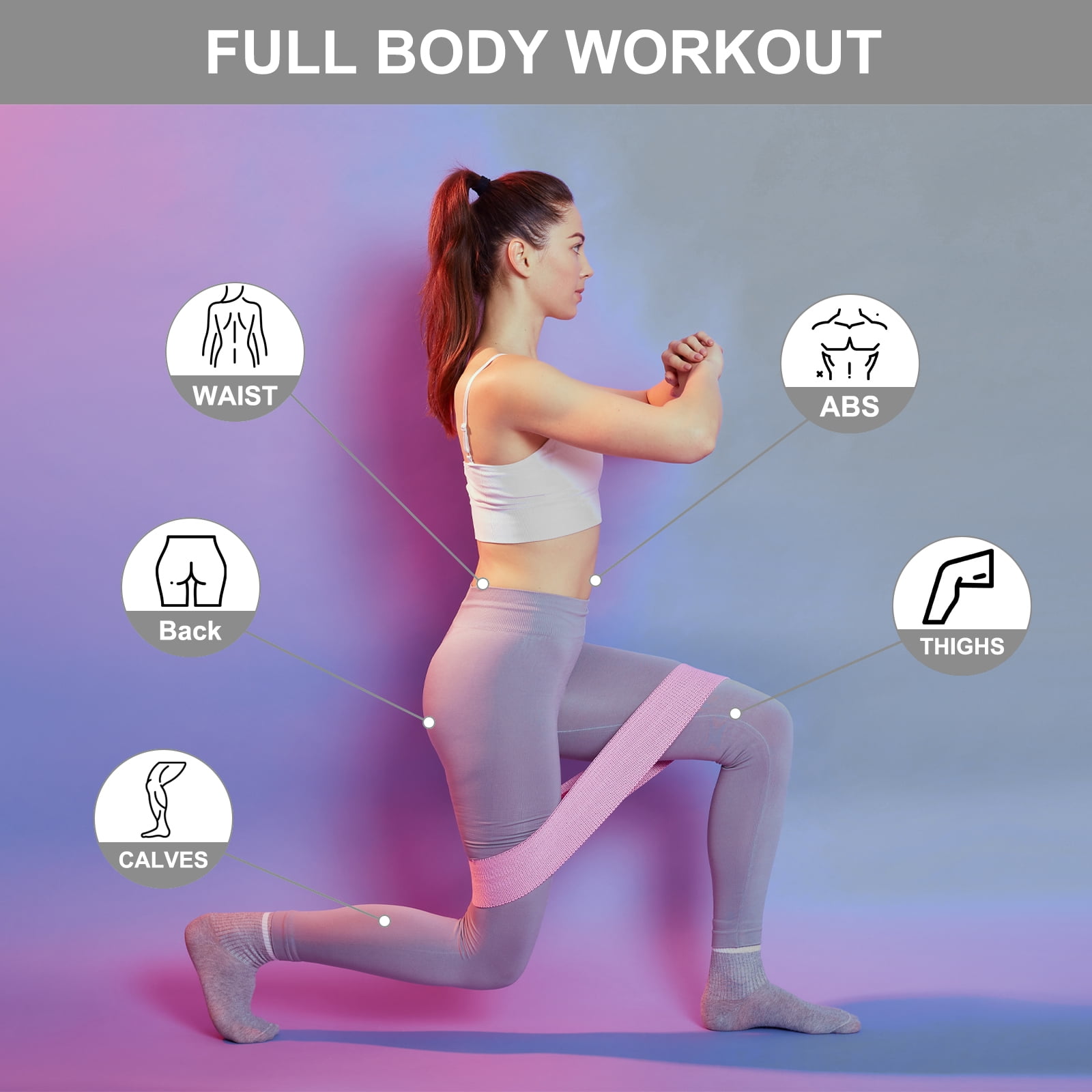 Uxcell 3Pcs Fabric Resistance Bands Booty Workout Bands with Bag and Instruction, Light Grey(light)
