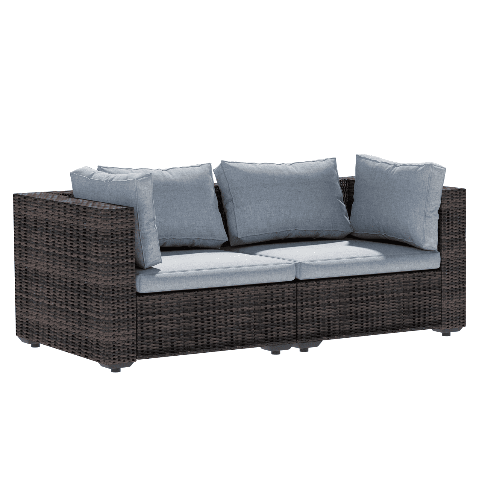 Grezone 5 Pieces Patio Furniture Set, All Weather Outdoor Sectional PE Rattan, Patio Conversation Sets with Cushions and Glass Coffee Table for Garden Lawn Balcony Porch Deck, Gray