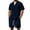 Navy, variant on Men's Summer Beach Outfits 2 Piece Sets Short Sleeve Button Down Shirts and Shorts Casual Vacation Sets with Pocket