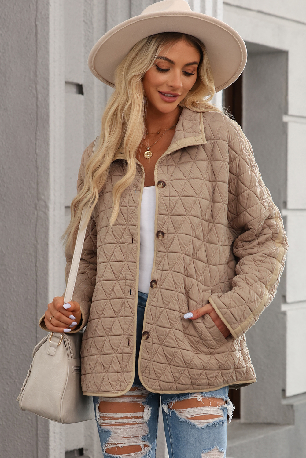 SHEWIN Women's Button-Down Quilted Puffer Jacket photo 6