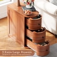 thumbnail image 3 of Walsunny Solid End Table with 3 Drawers, Narrow Sofa Side Table with Storage, Vintage Slim Bedside Table Curved Wood Side Table for Living Room, Entryway, Bedroom, Cherry Finish, 3 of 7