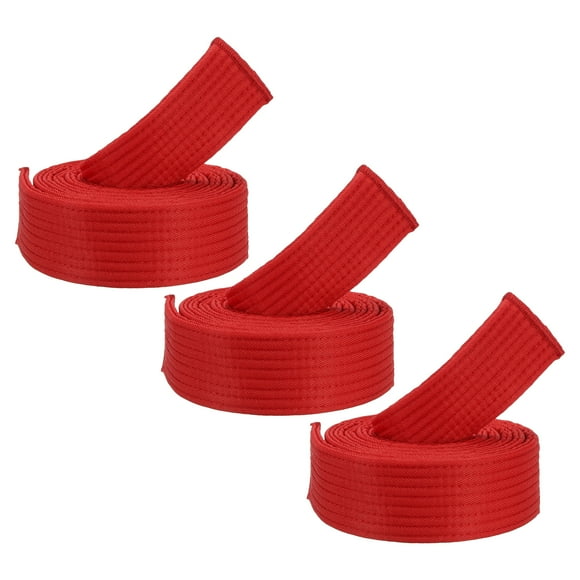 Unique Bargains 5.3FT Taekwondo Colored Ranking Belts, Polyester / Cotton Men Women Pro for Competition, Red 3 Pack