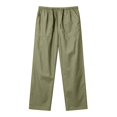 thumbnail image 7 of GrmtClth Linen Pants For Men Loose Baggy Straight Trousers Elastic Drawstring Waist Multi Side Pockets Lightweight Summer Beach Yoga Casual Bottoms Army Green L, 7 of 7