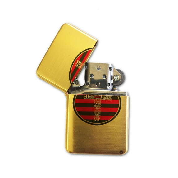 KuzmarK Gold Windproof Flip Top Lighter - Lords Prayer