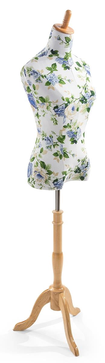 Displays2Go Fabric Covered Female Body Stand, Adjustable, Wood Base ...