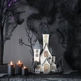 thumbnail image 4 of 10x8.3x13.5" Cardboard Lighted Haunted House, Black Beige Tabletop holiday halloween decor, Battery Powered, 4 of 9