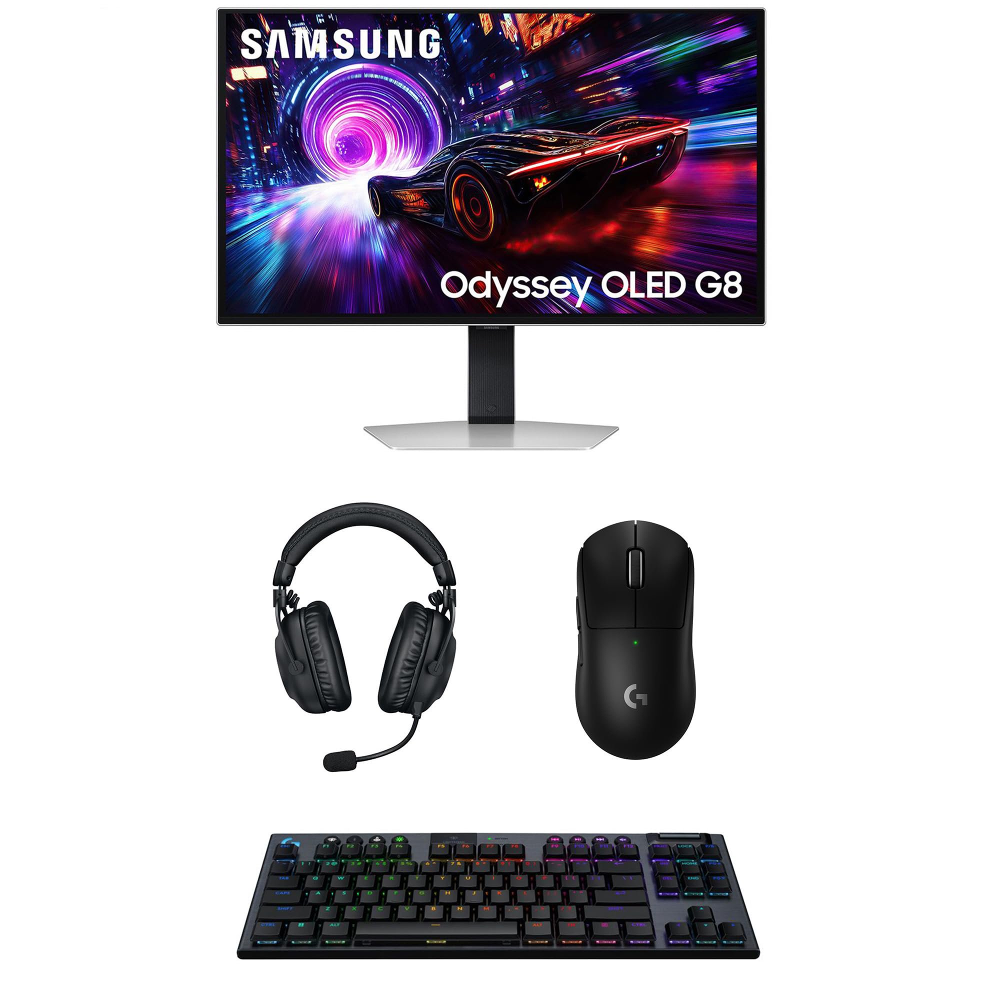 Samsung LS27FG810SNXZA 27" G91SD Odyssey OLED 4K 240Hz Gaming Monitor with PRO-X-2-LIGHTSPEED Headset, G915 Keyboard, and PRO-X-2-SUPERLIGHT Mouse (2025)