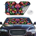 thumbnail image 2 of Balery Colorful Floral Embroidery Mexican Windshield Sun Shade, Car Front Window Sunshade Cover ,Automotive Interior Portected Blocks Uv Rays For Car Pickup Truck Suv Accessories- Small, 2 of 7
