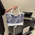 thumbnail image 2 of Bolsa De Hombro Bolso de mano para mujer, bolso de hombro tejido de tela PU, bolsos grandes de retazos (blanco) Ehuebsd Para Estrenar, 2 of 8